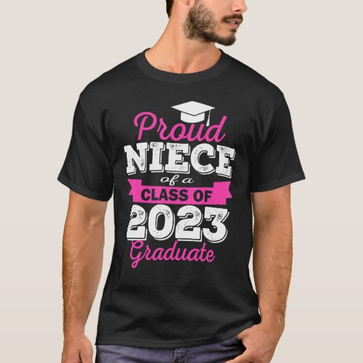 T-shirt Super Fière Nièce De 2023 Diplômé Famille Awesome (Devant)
