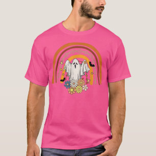 T-shirt Super floral Ghost mignonne Halloween arc-en-ciel