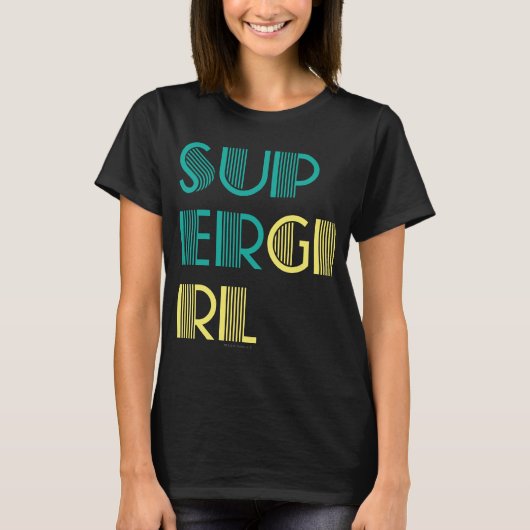 T-shirt Super girl Green and Yellow (Devant)