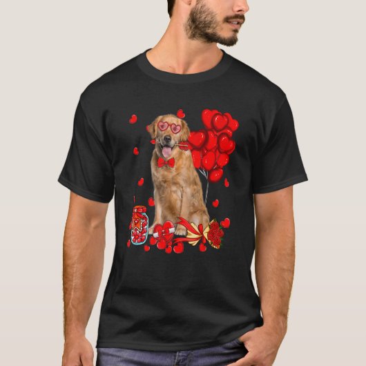 T-shirt Super Golden Retriever Chien Coeur Saint Valentin (Devant)