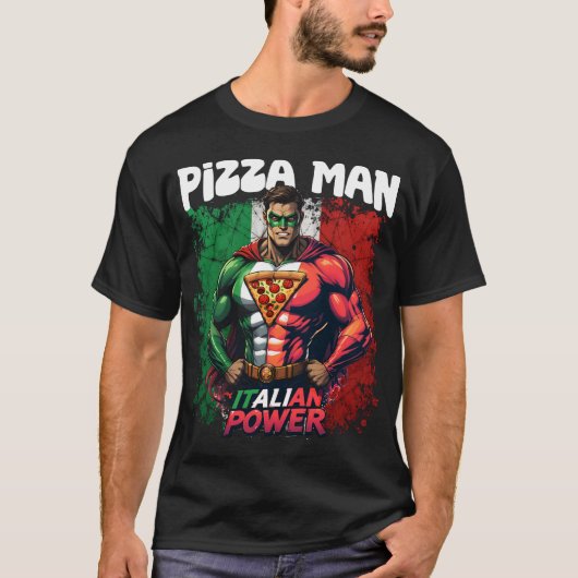 T-shirt Super héros italien Pizza Man (Devant)