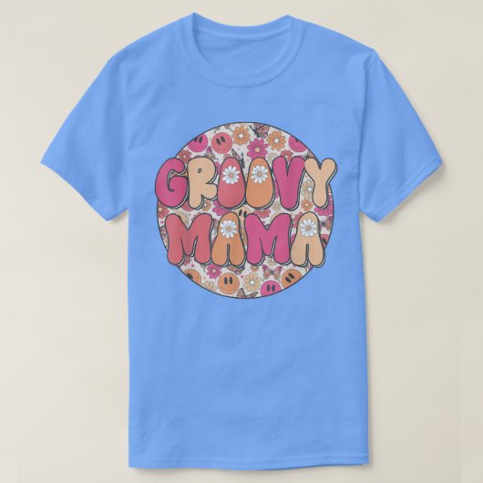 T-shirt Super Mama Hippie Retro Daisy Flower Smile Face (Design devant)