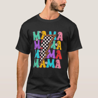 T-shirt Super maman À damiers éclair Boulon de foudre joye