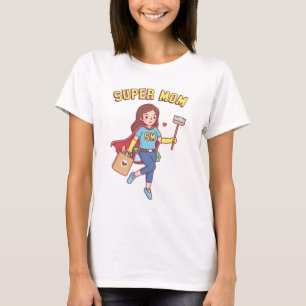 T-shirt Super Maman avec cape drôle Fête des Mères