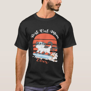 T-shirt Super Maman de Chat Rétro Fille de Surf Hawaïenne 