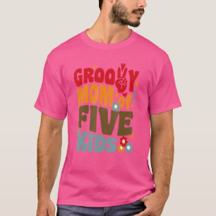 T-shirt Super Maman De Cinq Enfants Rétro Vague les années
