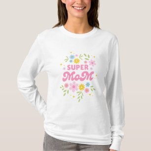 T-shirt Super Maman Floral Esthétique Joli Script Rose che