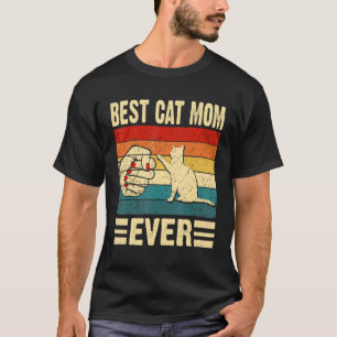 T-shirt Super Meilleure Maman de Chat Vintage Poing Levée