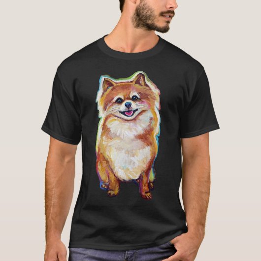 T-shirt Super mignon souriant Pomeranian (Devant)