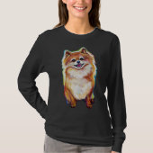 T-shirt Super mignon souriant Pomeranian (Devant)