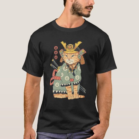 T-shirt Super Neko Samurai Chat Japon (Devant)