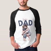 T-shirt Super Papa Basic 3/4 Manches Raglan