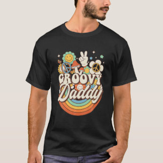 T-shirt Super papa Hippie Champignons Paix Rétro 60 les an