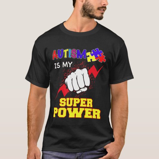 T-shirt Super puissance de l'autisme (Devant)