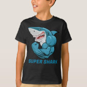T-shirt super requin pour enfant (Devant)