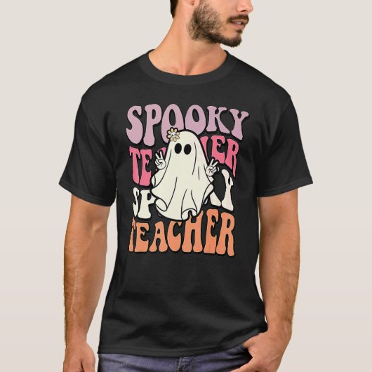 T-shirt Super Retro Halloween Enseignant Éffrayant Trick O (Devant)
