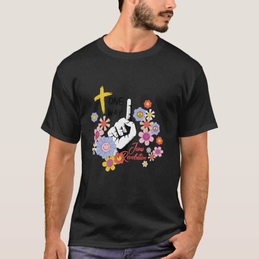 T-shirt Super Retro Jésus Révolution Hippie Fleurs One W (Devant)