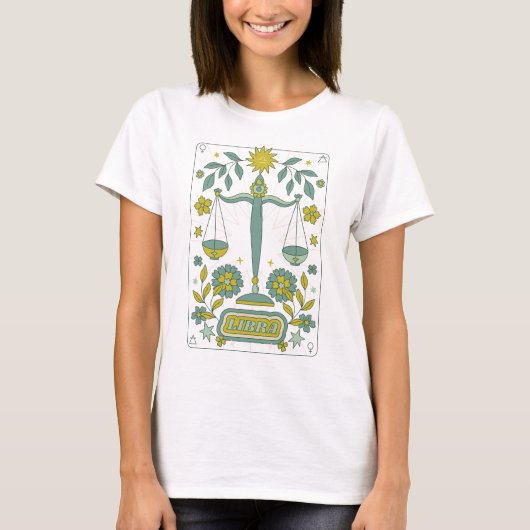 T-shirt Super Retro Libra Horoscope Astrologie Vert (Devant)