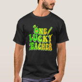 T-shirt Super Retro One Lucky Teacher Irish shamrock St P (Devant)