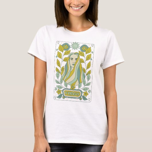 T-shirt Super Retro Virgo Horoscope Astrologie Vert (Devant)