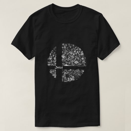 T-shirt Super Smash Bros. Classic Ultimate (Niveaux de gri (Design devant)