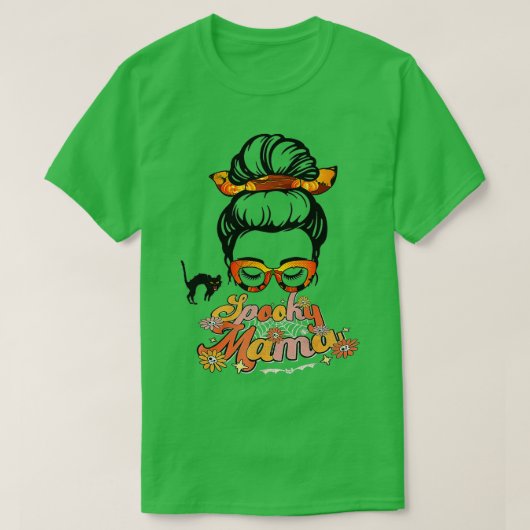 T-shirt Super Un Éffrayant Mama Messy Bun Femmes Witch Mam (Design devant)