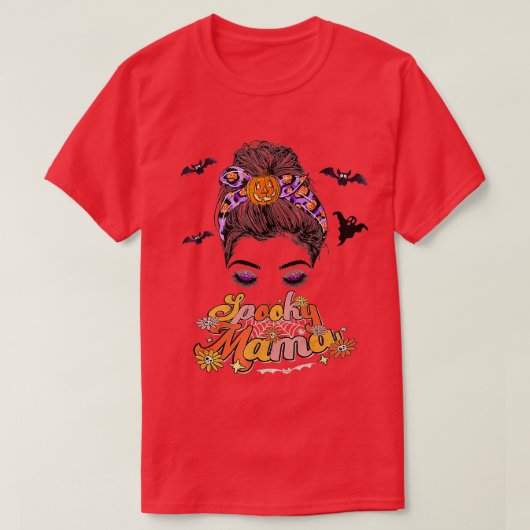 T-shirt Super Un Éffrayant Mama Messy Bun Femmes Witch Mam (Design devant)
