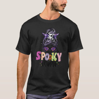 T-shirt Super Un Éffrayant Mama Messy Bun Witch Maman Hall