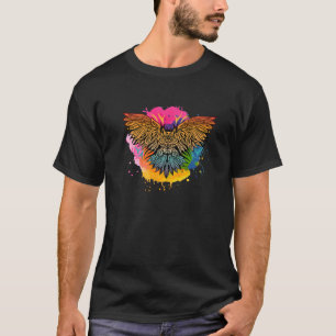 T-shirt Superbe Chouette Tribale Avec Splash Couleur