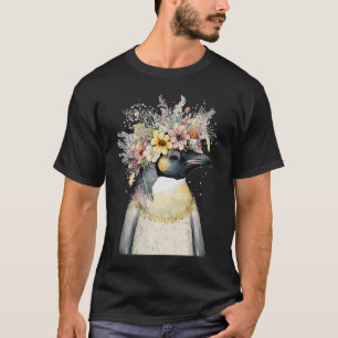 T-shirt Superbe Empereur Pingouin Fleur d'Oiseau de mer Fl