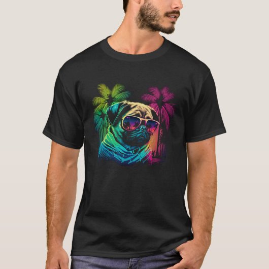 T-shirt Superbe pug de plage (Devant)