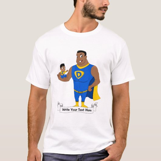 T-shirt Superdad et un enfant - dessin animé (Devant)