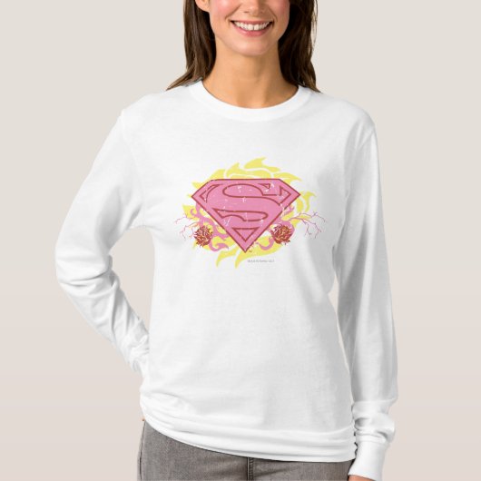 T-shirt Supergirl Fleurs roses (Devant)