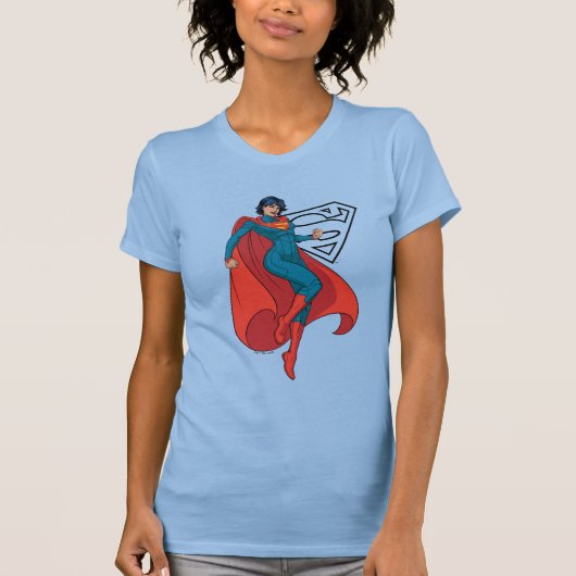 T-shirt Supergirl Hovering en costume bleu (Devant)