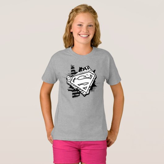 T-shirt Supergirl Newsprint S-Shield (Devant entier)