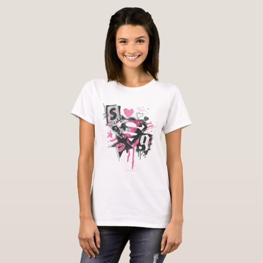 T-shirt Supergirl Spills and Scribbles Collage (Devant entier)
