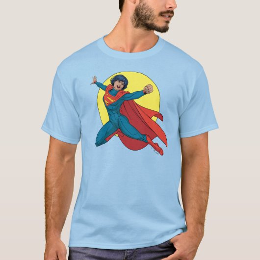 T-shirt Supergirl volant en costume bleu (Devant)