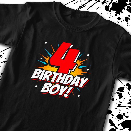 T-shirt Superhero Anniversaire Garçon - 4 ans - 4e anniver