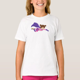 T-shirt Superhero Girl, Cheveux Brown, Cap violet, Petite 