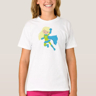 T-shirt Superhero Girl, mignonne Girl, cheveux blonds, Cap