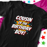 T-shirt Superhero Party Comics Cousin of Birthday Boy<br><div class="desc">Cette bande dessinée cool héros cousin du design garçon d'anniversaire est parfait pour un thème de fête d'anniversaire super-héros! Idéal pour le cousin des garçons qui aiment les super-héros de bande dessinée ou les méchants avec des super-pouvoirs ! Caractéristiques 'Cousin of the Birthday Boy!' joyeuse citation d'anniversaire dans une bande...</div>