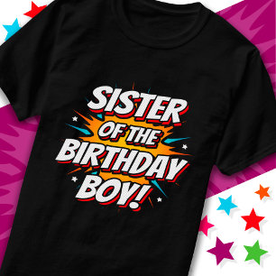 T-shirt Superhero Party Comics Soeur du garçon d'anniversa