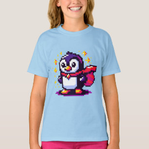 T-shirt Superhero Penguin Cute Pixel Art Caractère Design