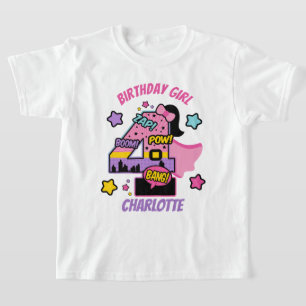 T-shirt Superhero quatrième anniversaire fille 4e Super fi