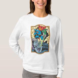 T-shirt Superman et Green Lantern Combat Brainiac