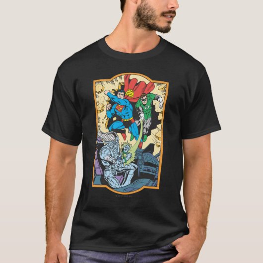 T-shirt Superman & Green Lantern Combat Brainiac (Devant)