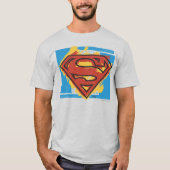 T-shirt Superman S-Shield | Logo Arrière - plan bleu peint (Devant)