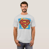 T-shirt Superman S-Shield | Logo Arrière - plan bleu peint (Devant entier)
