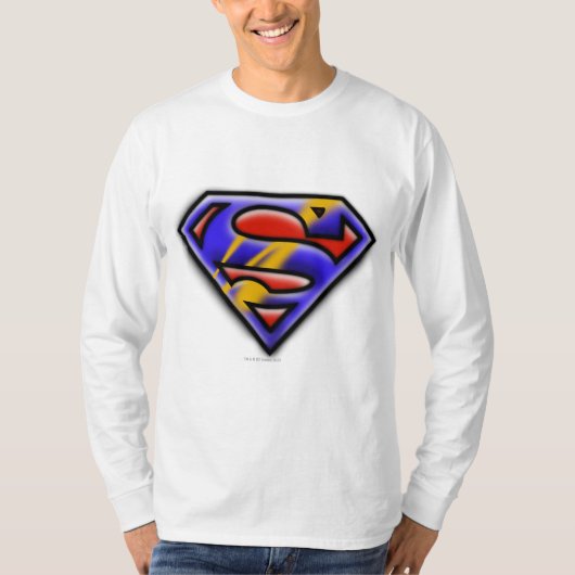 T-shirt Superman S-Shield | Logo d'aérographe violet (Devant)