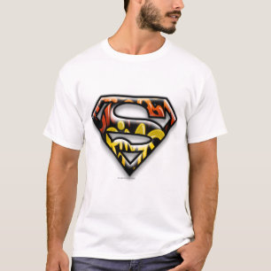 T-shirt Superman S-Shield Logo de graffiti en noir